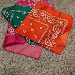Colorful Bandana Set - Pink, Green, Orange